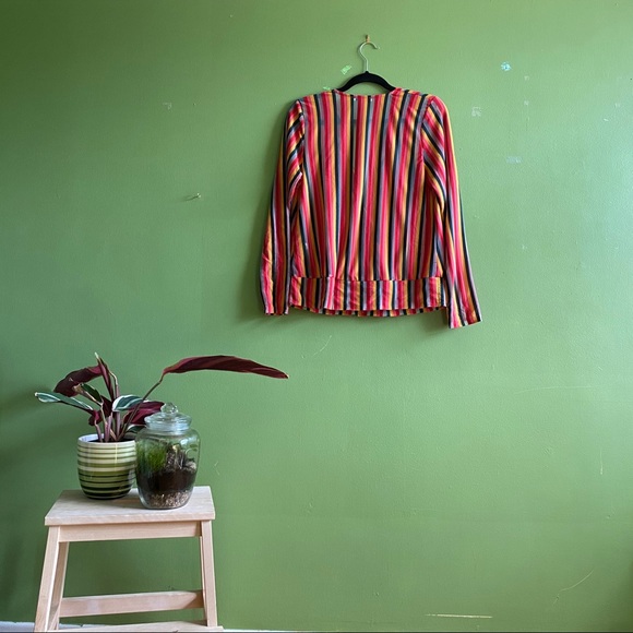 Striped sheer wrap top - Picture 2 of 5